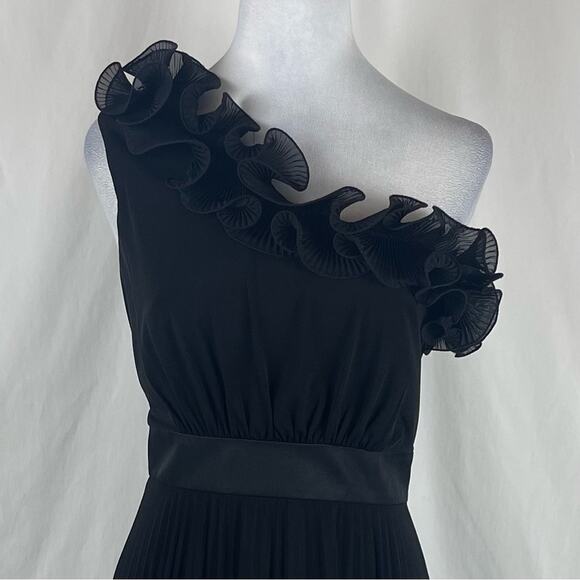 Max And Cleo Black Ruffled Pleated BalletCore Party Event Dress NWOT Size 6 - Picture 3 of 12